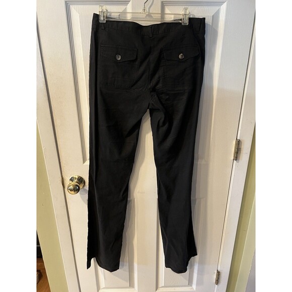 Theory Pants Womens Sz 6 Black Cargo Linen Pockets USA minimalist stretch beachy - Picture 6 of 7